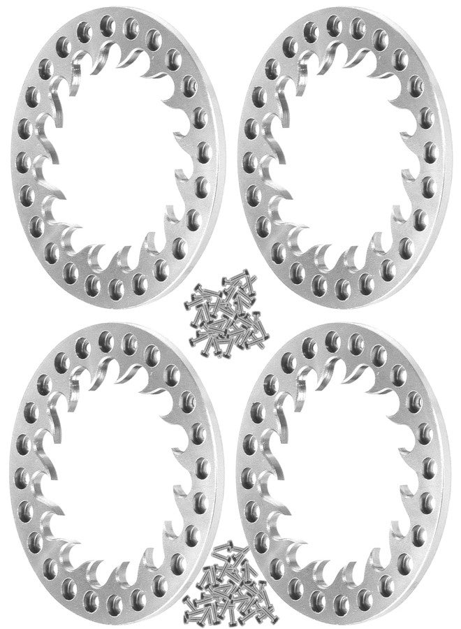 RcarmubWow RC Metal 1.9 Beadlock Wheels Replacement Ring for 1/10 Crawler RC Car TRX4 SCX10 90046 90047,Alloy 1.9" Beadlock Rims Replacement Ring,4pcs,Silver - Image 1